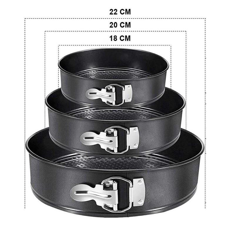 3pcs Round Shape Non-stick Cake Mould with Removable Base