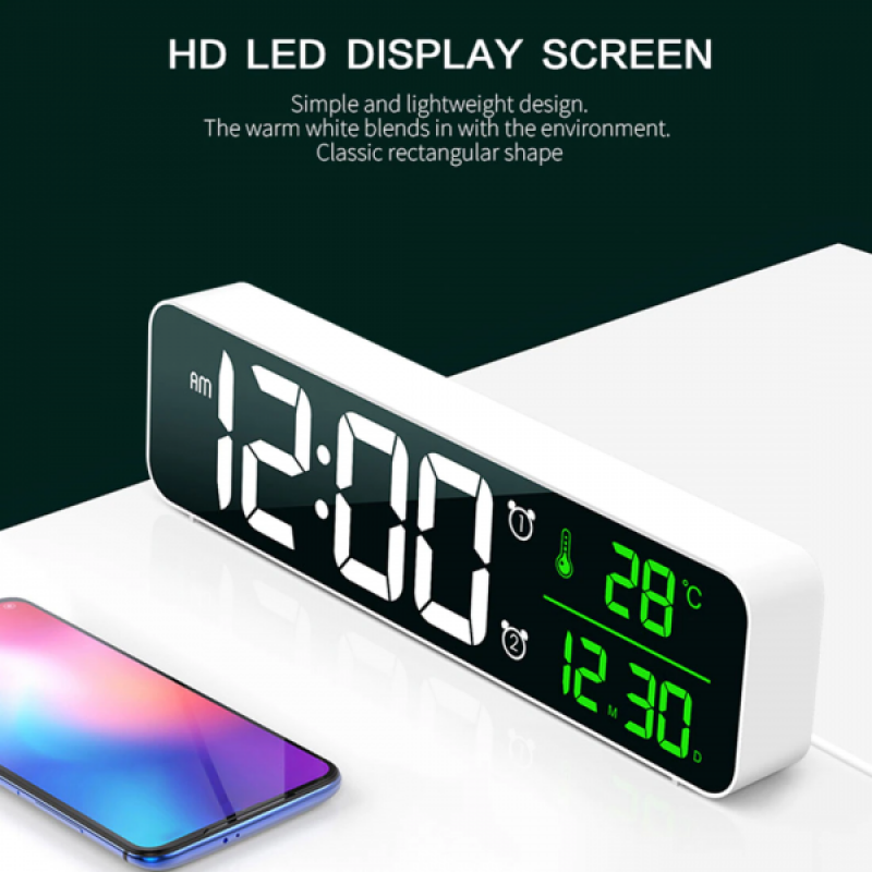 HD Display Screen Digital LED Music Alarm Clock