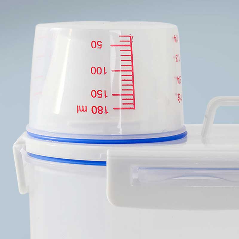 Plastic Cereal Container Airtight Jar Dispenser With Measuring Cup Cover - 2kg