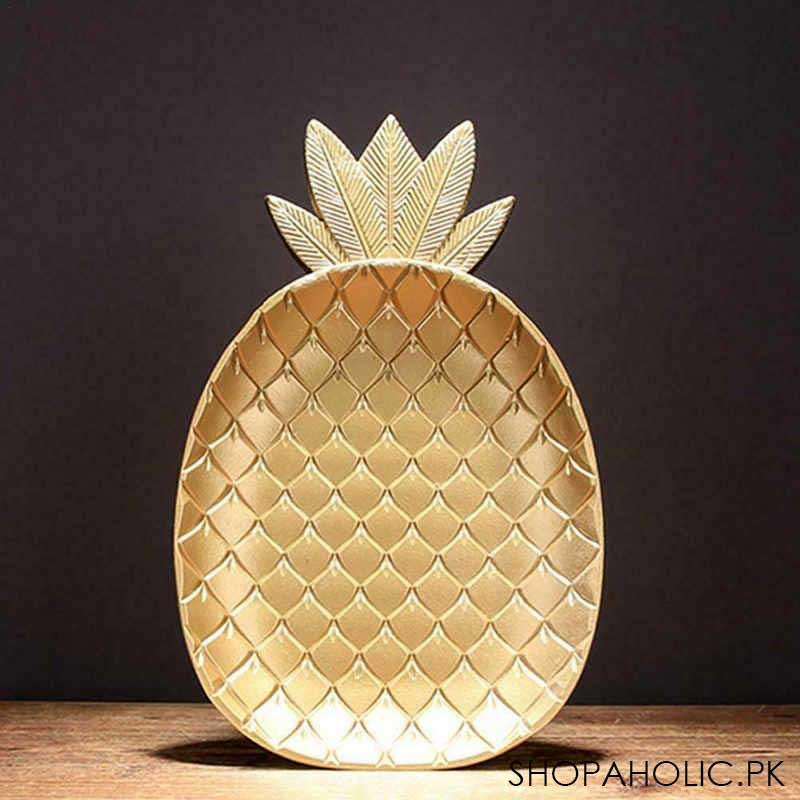 Wooden Pineapple Shape Golden Tray (Large)