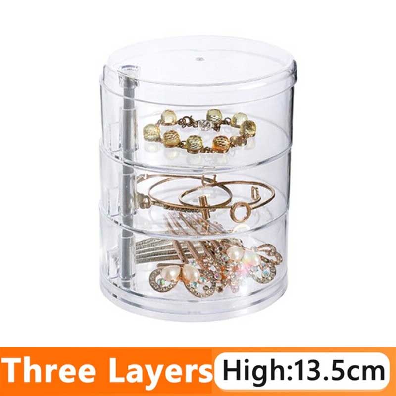 Rotatable Jewelry Storage Box with Lid Organizer