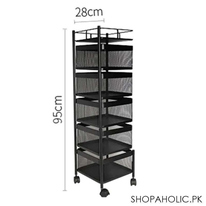 5-Tier Rolling Kitchen Storage Cart Trolly with Rotating Baskets (Square)