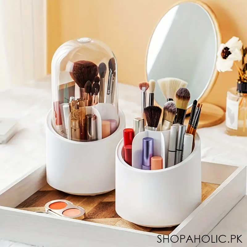 360 Degree Rotating Makeup Brush Cosmetic Storage Box Organizer