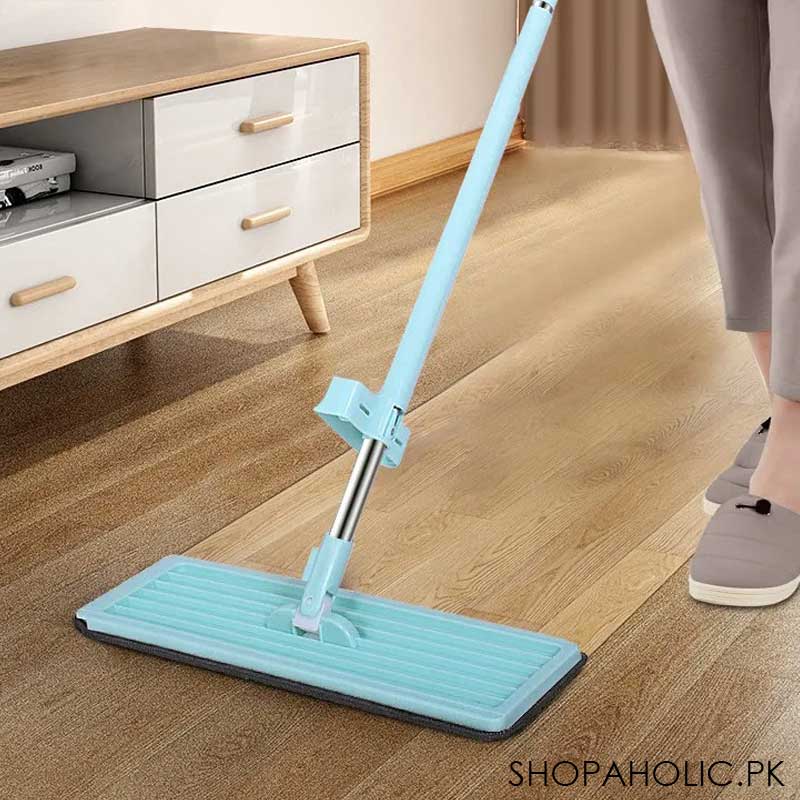 Telescopic Flat Squeeze Mop with Double Microfiber Pad
