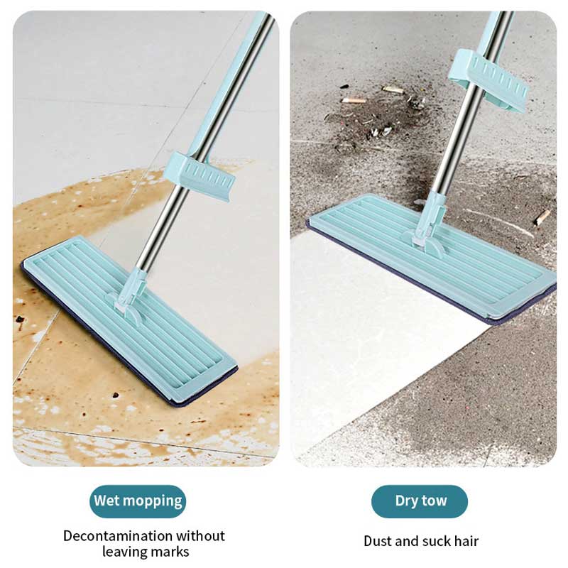 Telescopic Flat Squeeze Mop with Double Microfiber Pad
