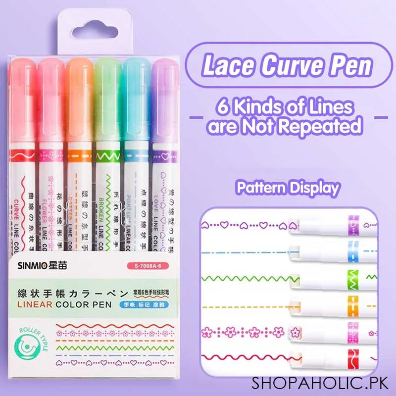 Buy 6pcs Curve Shapes Unique Roller Line Marker Set Pakistan
