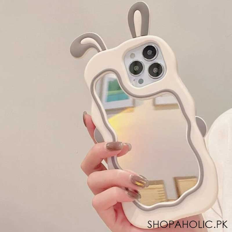 3D Silicone Cute Rabbit Mirror Case Soft Cover for iPhone