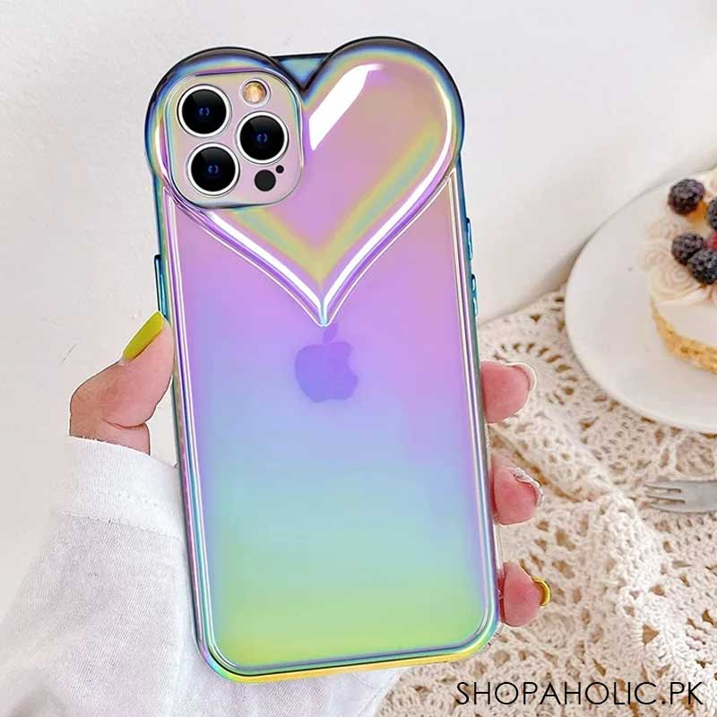 3D Heart Shaped Holographic iPhone Case Cover