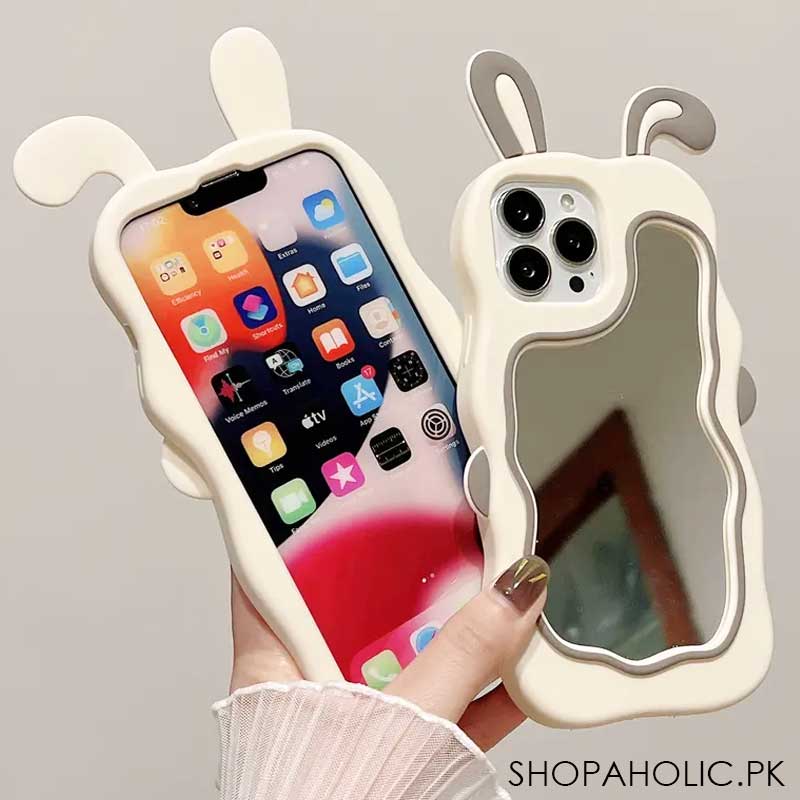 3D Silicone Cute Rabbit Mirror Case Soft Cover for iPhone