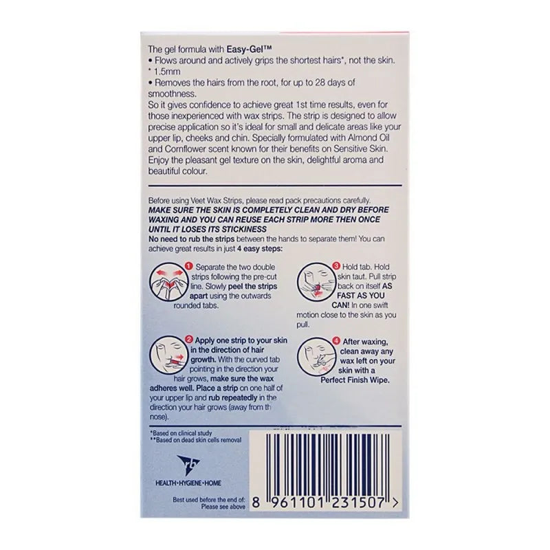 Buy Veet EasyGel Face Wax Strips for Sensitive Skin, 8Pack