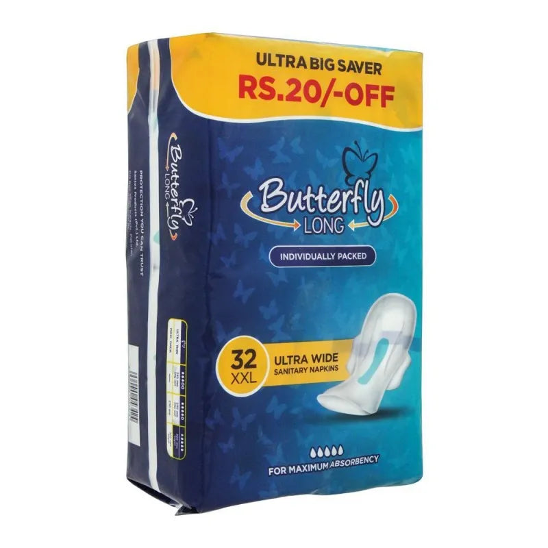 Buy Butterfly Long Ultra Wide Sanitary Napkins, 32 XXL Pads