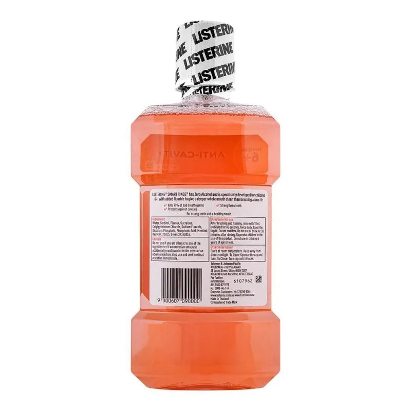 Listerine Smart Rinse Anti-Cavity Kids 6+ Mouth Wash, 500ml