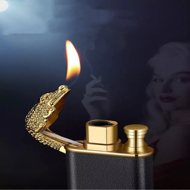 Dragon Double Flame Lighter, Inflatable Windproof Jet Turbo Lighter, Metal Double Flame Lighter, Open Fire Conversion Lighter, Creative Double Fire Flame Lighter, Butane Cigarette Lighter