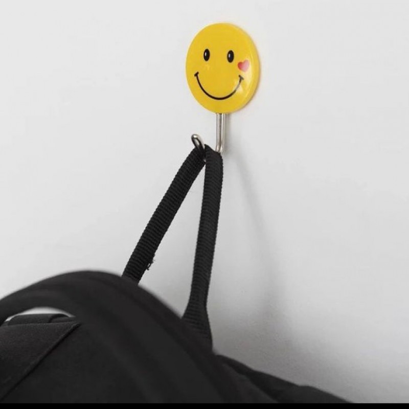 Smiley Sticky Hook, Strong Sticky Cartoon Hook, Dormitory Wall Mini Hook For Office School Household