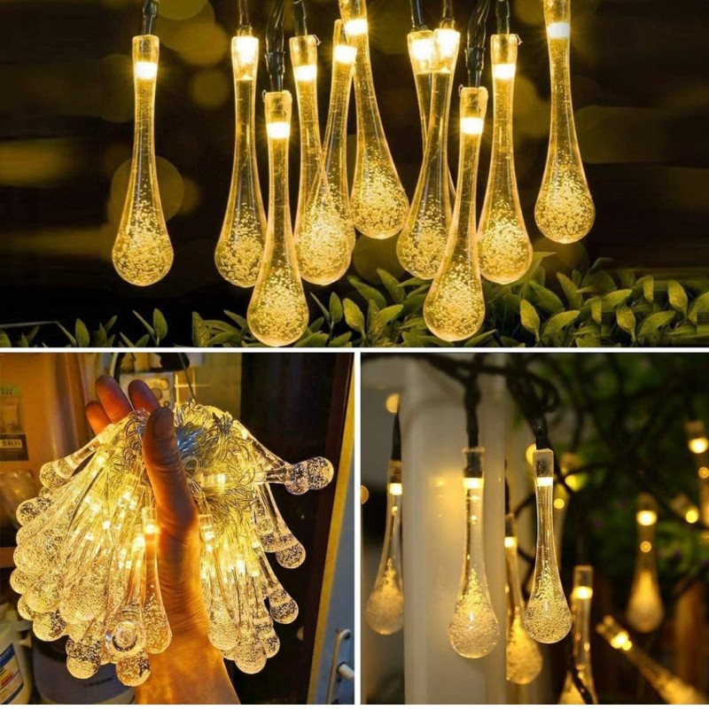 20 Bulbs Water Drop Fairy LED Lights, Lighting Battery Operated Waterproof Lamp, LED Holiday Lamp