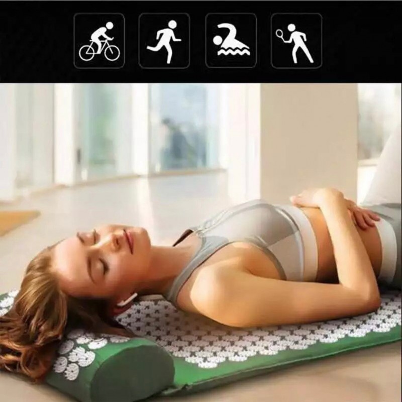 Acupressure Stress Relief Fitness Yoga Mat, Mat and Pillow Set for Back/Neck Pain Relief, Acupressure Mat For Trigger Point Massage