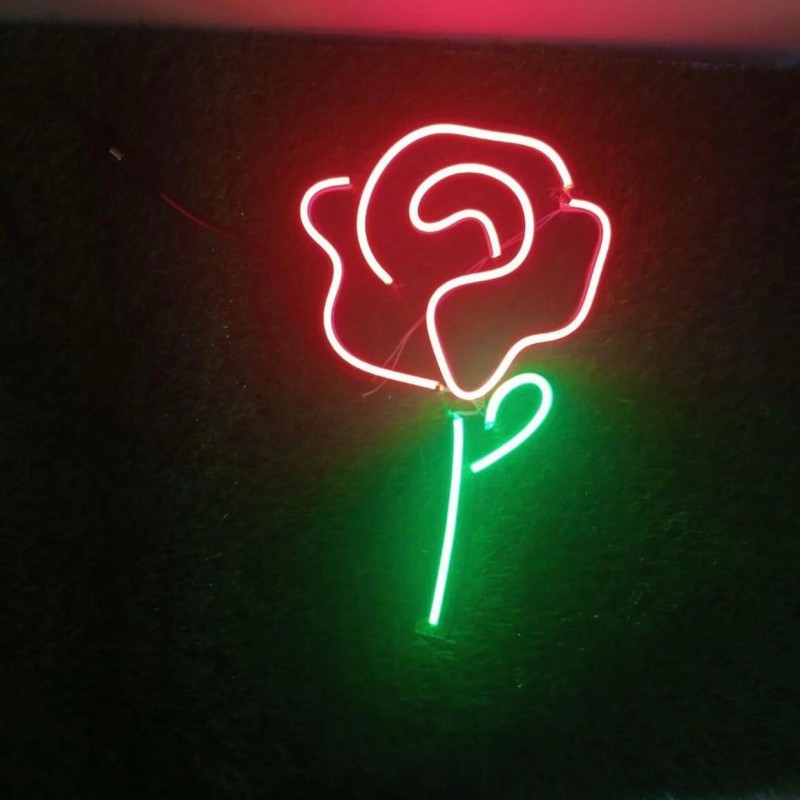 Neon Rose And Heart Lights With Acrylic Base, USB Battery Operated Creative Neon Led Lights,  LED Decor Night Light, Love Neon Signs for Wall Decor