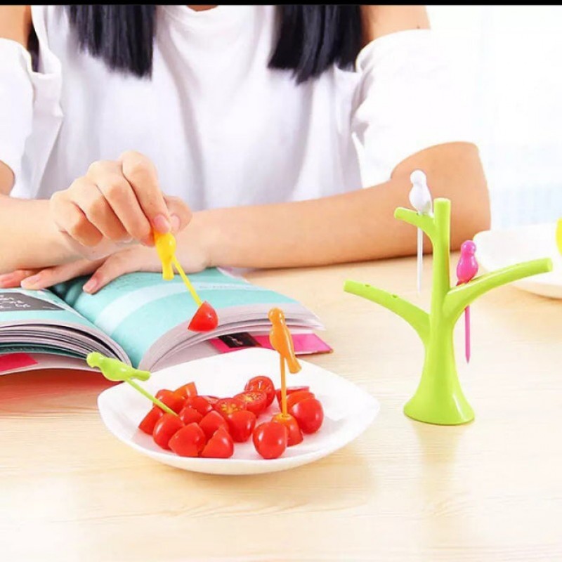Tree Bird Fruit Picks, Tableware Multiple Use Snack Cake Dessert Toothpicks, Cute Cartoon Fruit Toothpicks For Kids