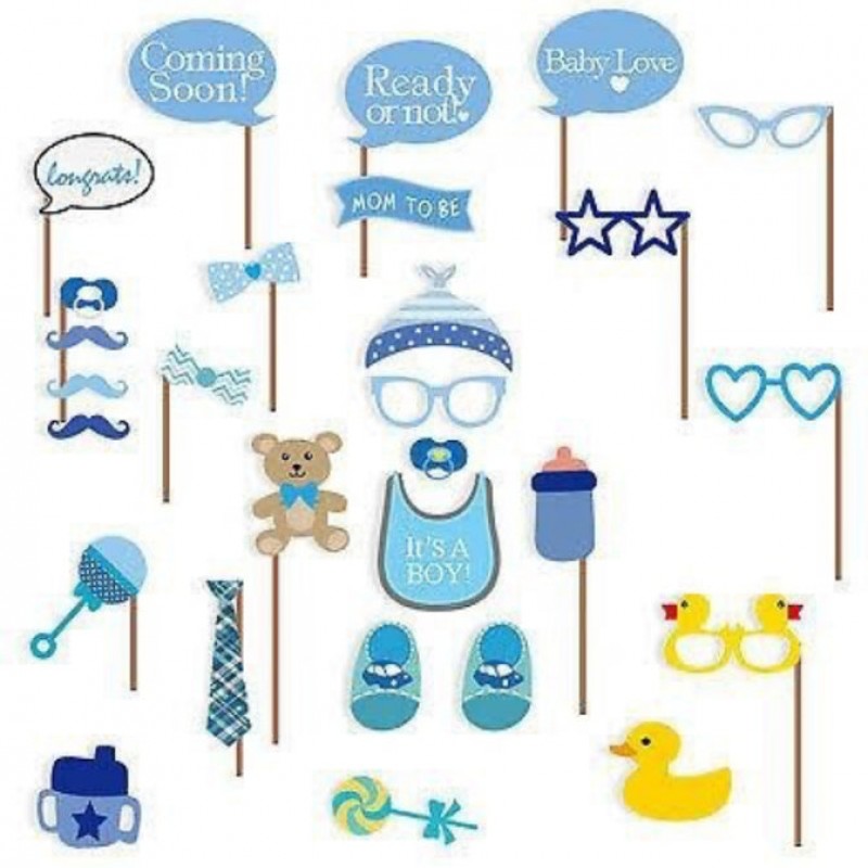 22 Pcs Photo Booth Props Boy Little Duck, Baby Shower Photo Booth props, Baby Shower Decorations