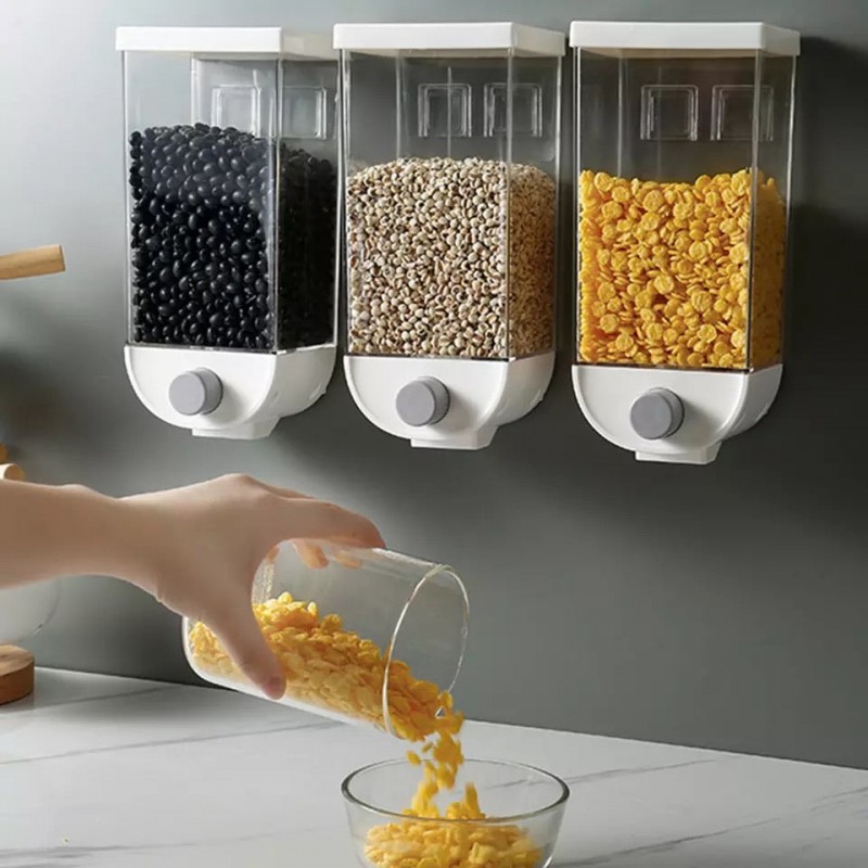Transparent Cereal Dispenser, Wall-mounted Cereal Storage Box, Grain Storage Container, Food Storage Container
