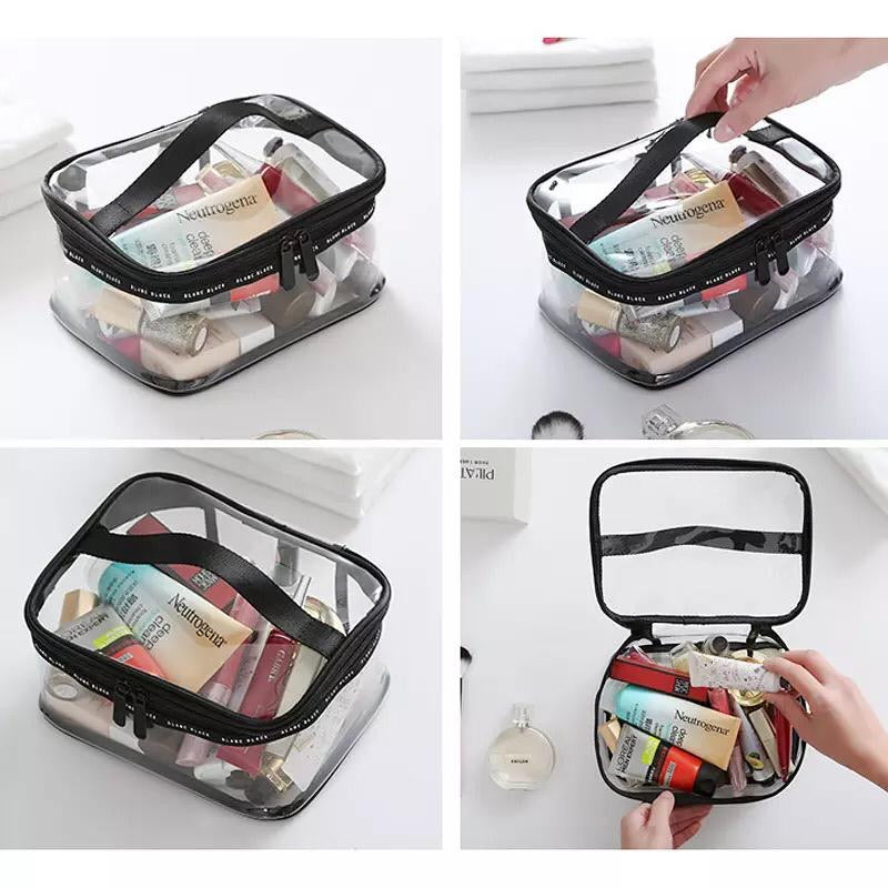 Transparent Clear Cosmetic Bag, Portable Toiletry Bag, Zipper Organizer, Transparent Travel Makeup Pouch