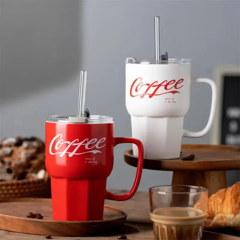 Buy Bold Coffee Mug With Glass Straw Price in Pakistan