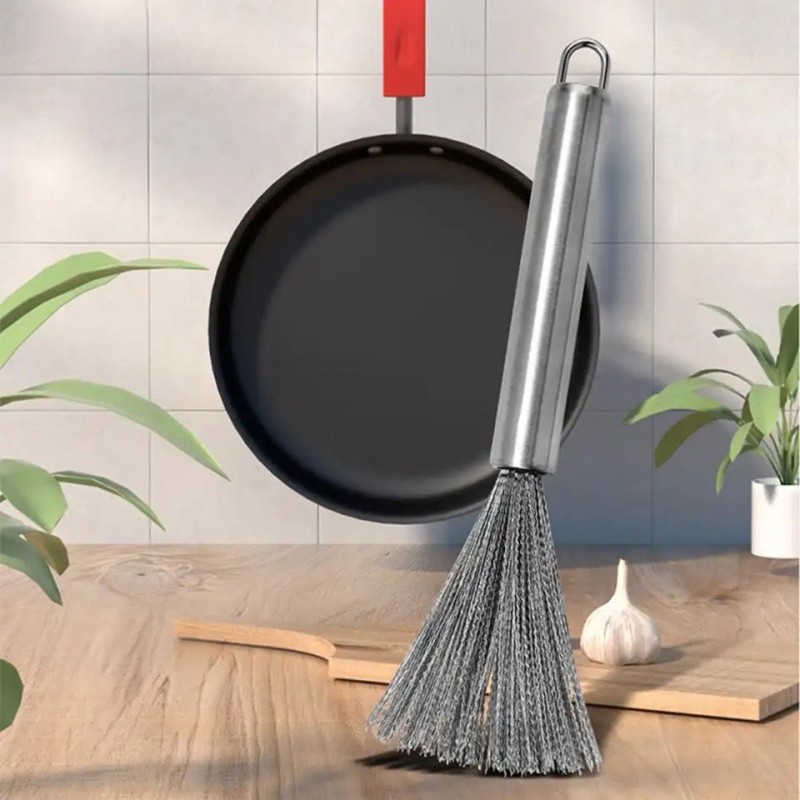 Stainless Steel Long Handle Pot Cleaning Brush
