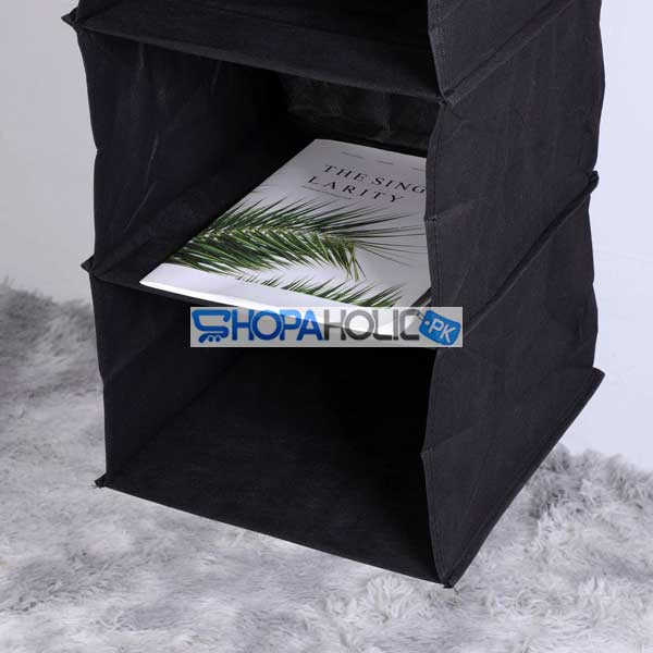 5 Layers Black Foldable Hanging Shelf Closet Organizer (100gsm)