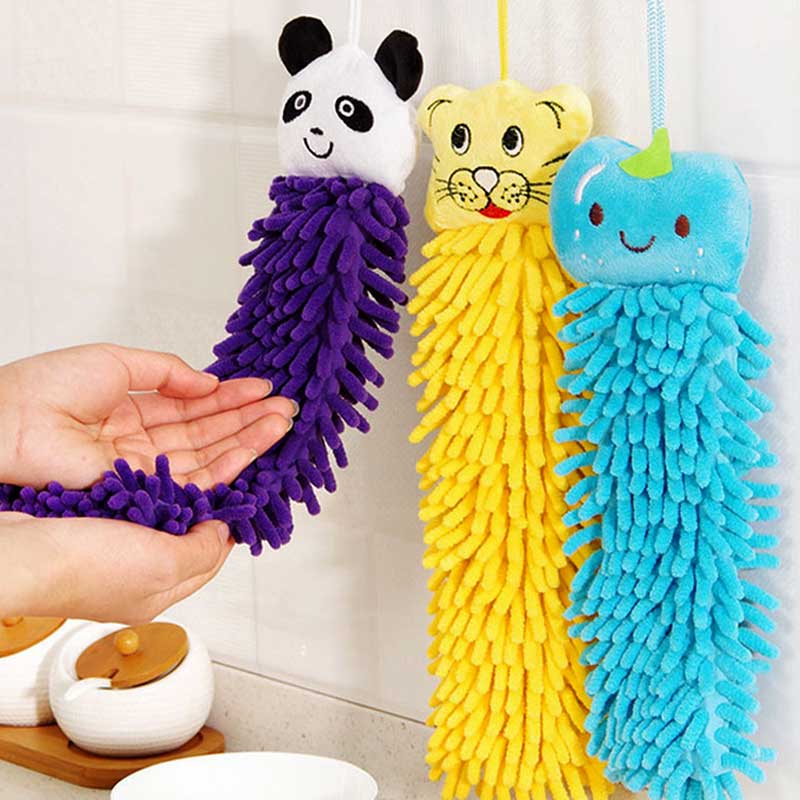 1pc Cartoon Character Microfiber Hand Cleaning Hanging Towel
