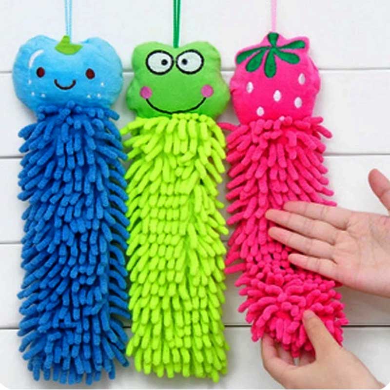 1pc Cartoon Character Microfiber Hand Cleaning Hanging Towel