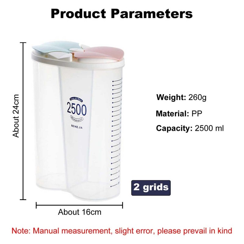 2 Partition Food Storage Container Jar - 2500ml