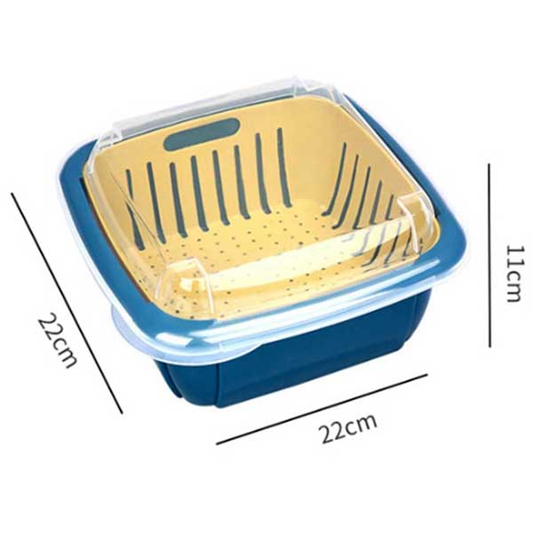 Double Layer Storage Drain Bowl Basket with Lid