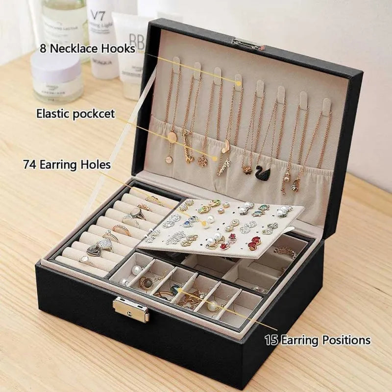 Buy 2 Layer Leather Travel Jewelry Box Organizer Price Pakistan
