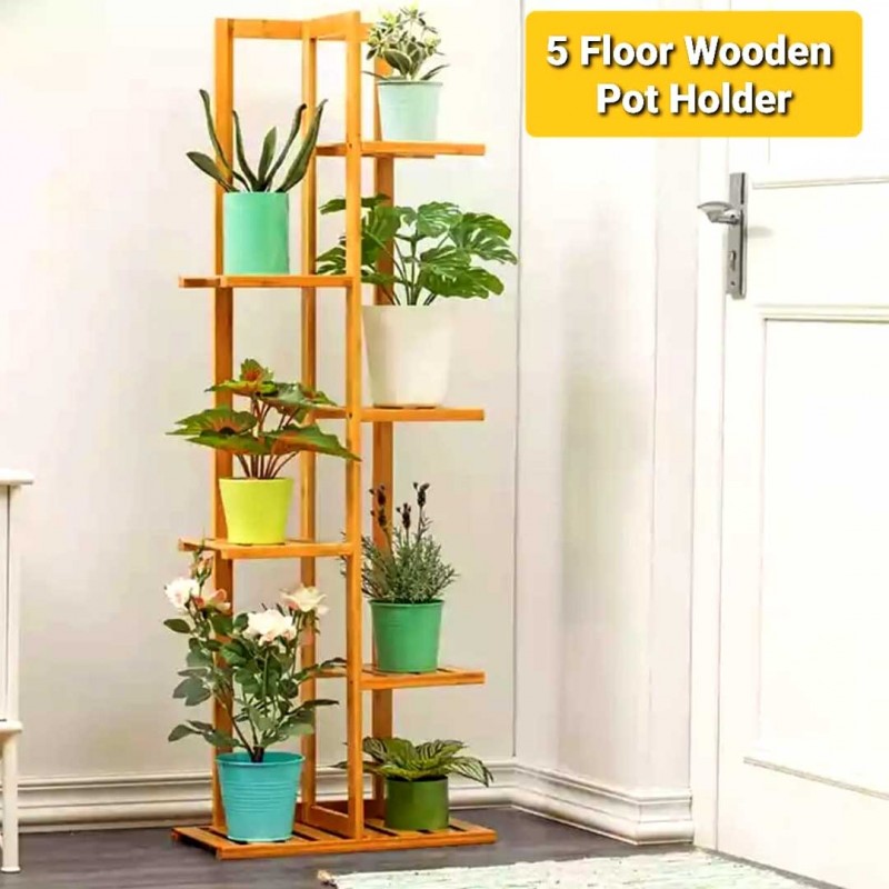 4/5 Tiers Bamboo Wooden Pot Stand Holder