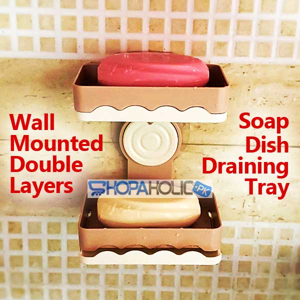 Wall Mounted Double Layer Soap Holder with Draining Tray