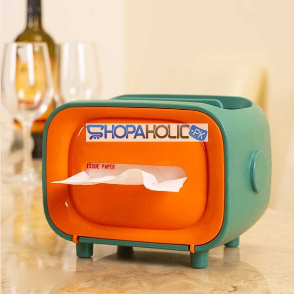 Tissue Box with Cosmetics Storage Case & Mobile Holder
