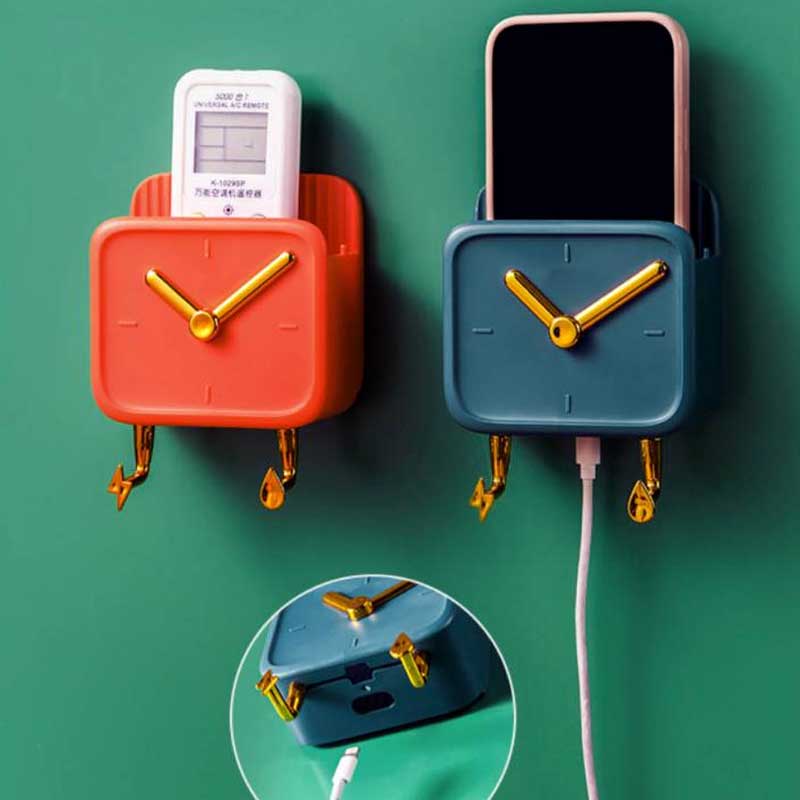 Wall-Mounted Multifunctional Clock Design Mobile Holder