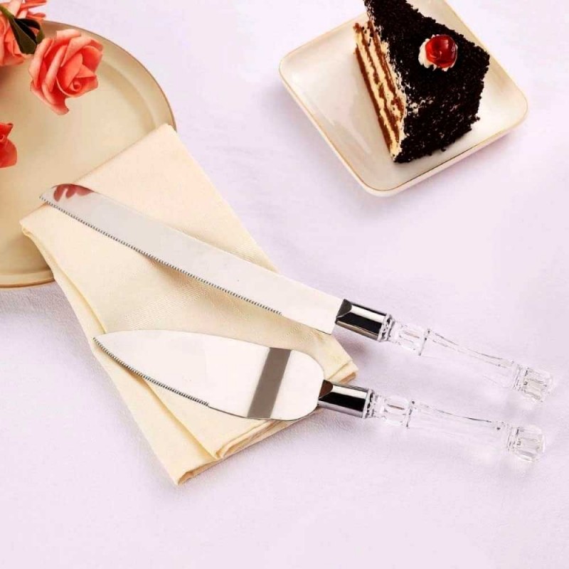 Stainless Steel Cake Knife and Cake Server Set with Acrylic Handle