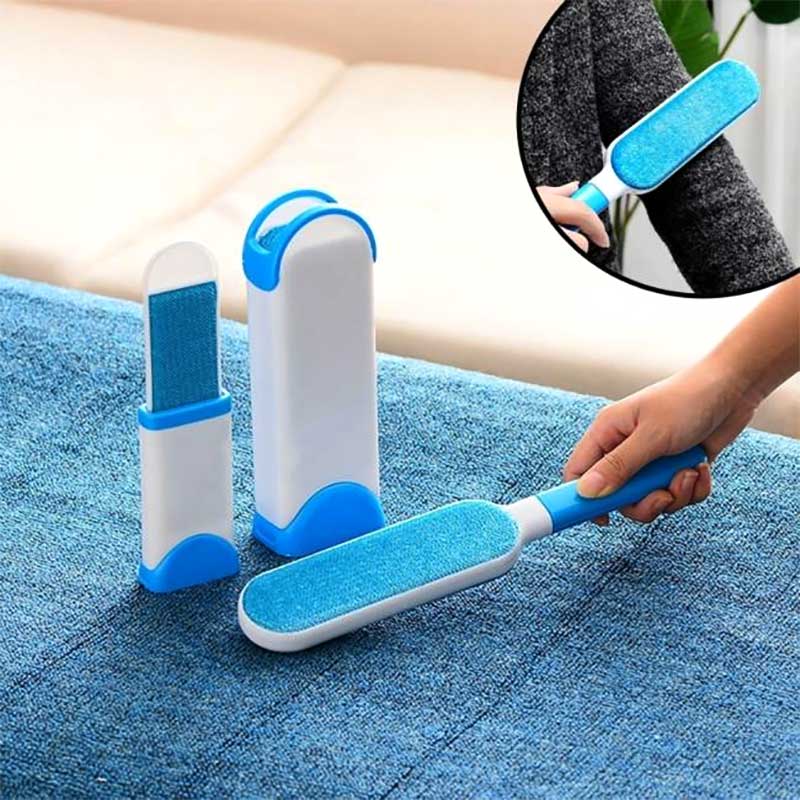 (Set of 2) Reusable Pet Double-sided Lint Remover with Self-cleaning Base Travel Remove Fur Brush