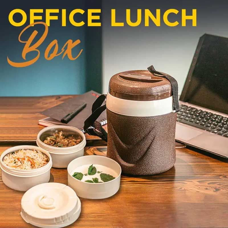 Appollo Double Layer Lunch Box with 2 Steel Bowls and 1 Salad Bowl for Office Lunch Carrier Box