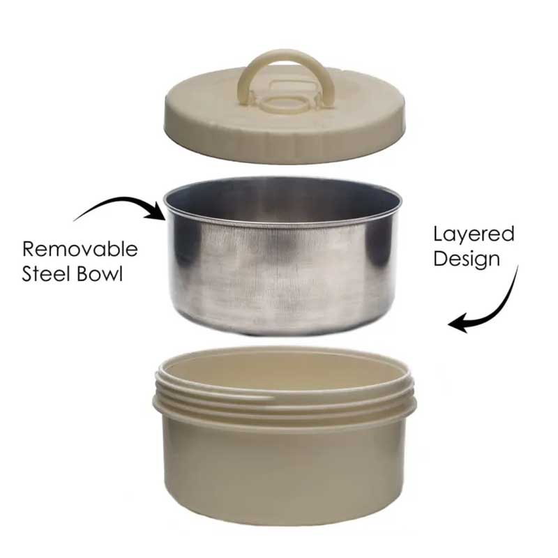 Appollo Double Layer Lunch Box with 2 Steel Bowls and 1 Salad Bowl for Office Lunch Carrier Box