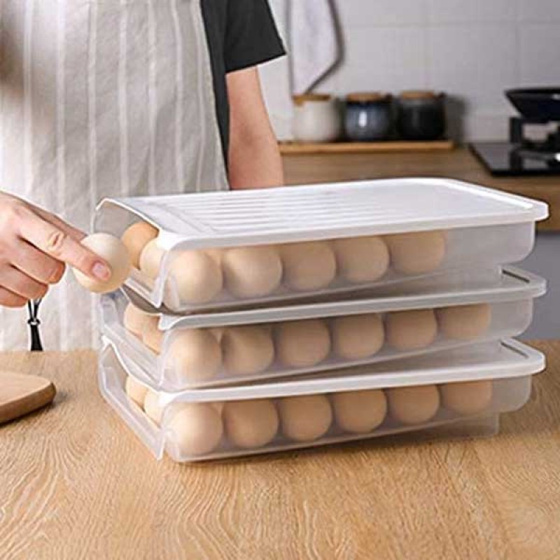 Single Layer Automatic Rolling Egg Storage Box With Lid