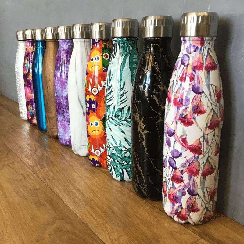 Stainless Steel 500ml Water Bottle With Flower Design