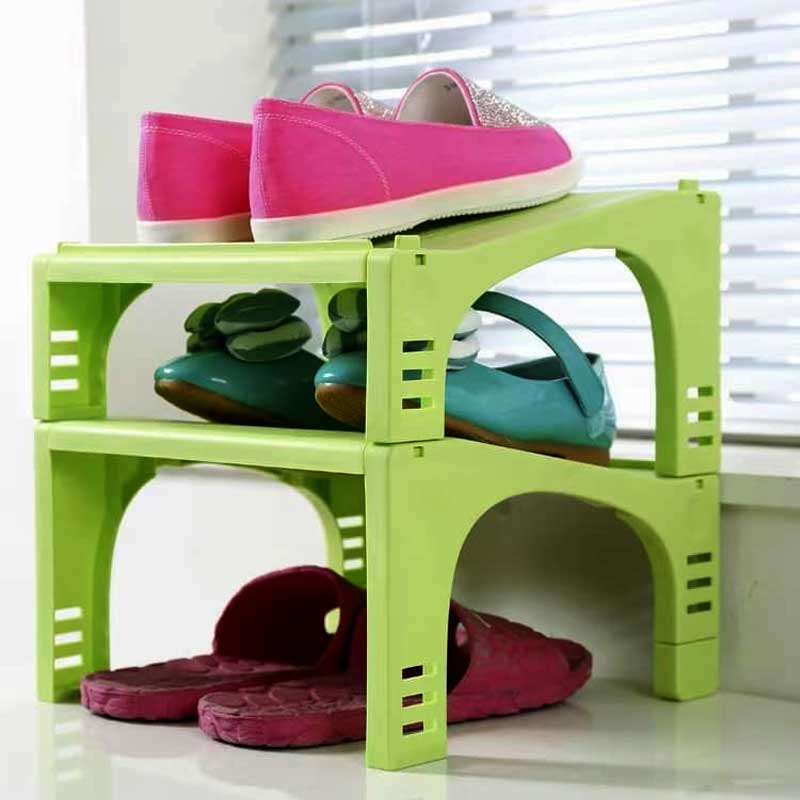 Step Double Layer Shoe Rack Stackable Shoe Organizer