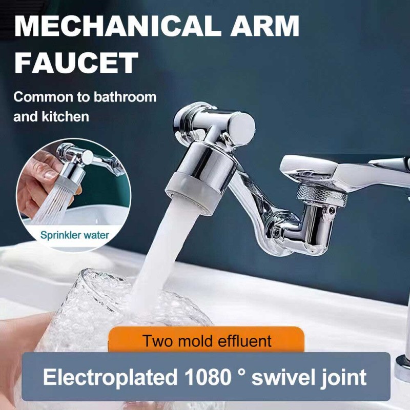 Universal 1080 Degree Swivel Extension Faucet Aerator Rotate Robotic Arm Tap Extender