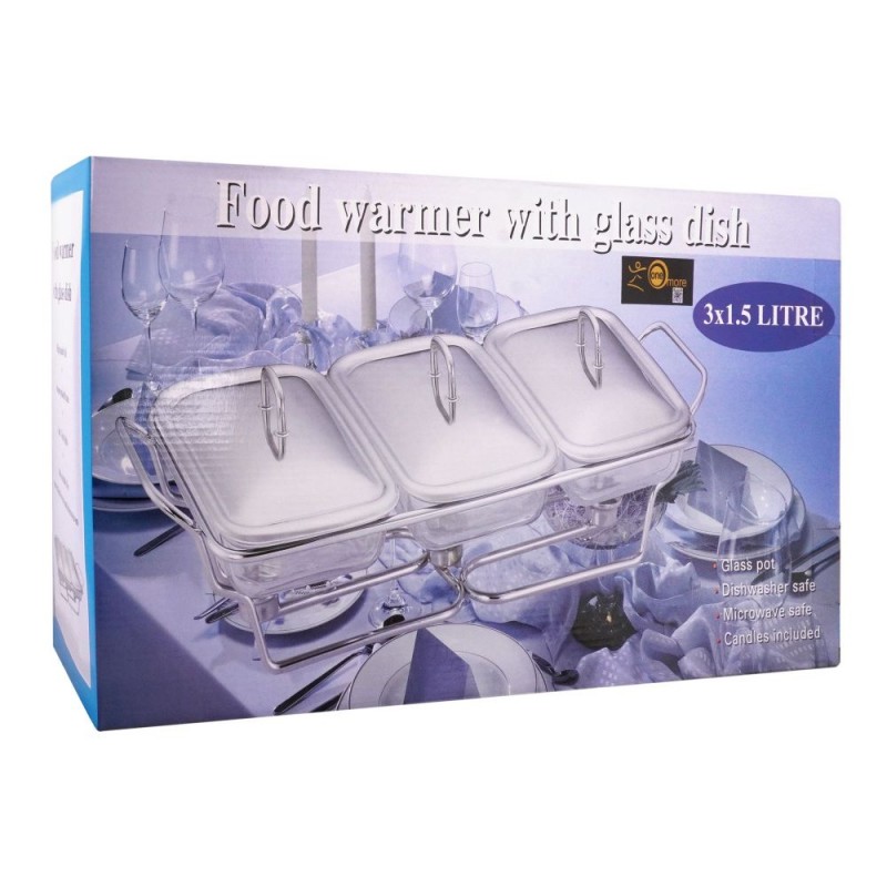 Food Warmer With Glass Dish, 3 x 1.5 Liters, K-530