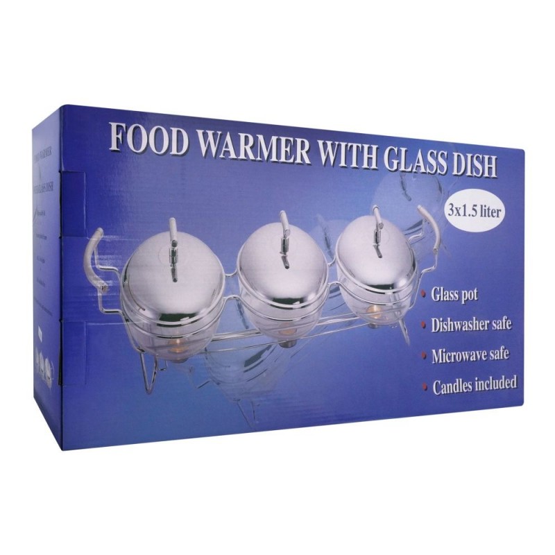 Food Warmer With Glass Dish, 3 x 1.5 Liters, KE-80