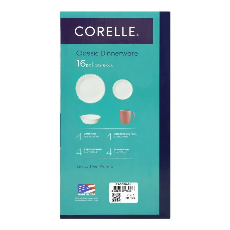 Buy Corelle Classic Dinnerware Set Double Ring Green 16Pack