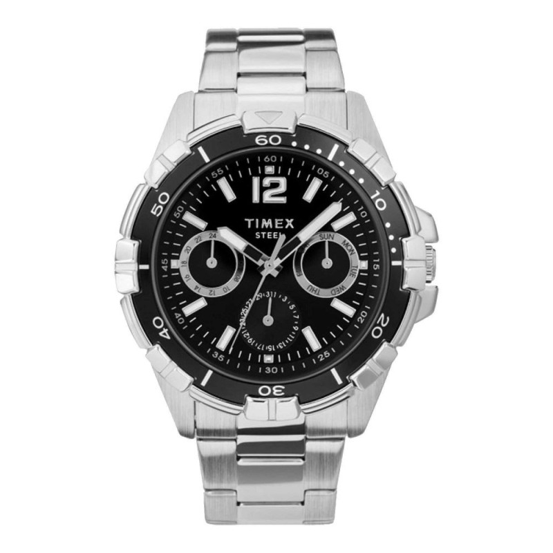 Timex Men's Black Numeric Round Dial With Chrome Bracelet Chronograph Watch, TW2U70400