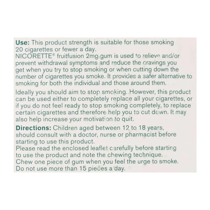 Buy Nicorette Fruit Fusion Gum, 2g, 1 Strip (15 Tablets)